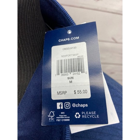 Chaps Newport Navy Blue Men’s Size Medium Pullover Zippered Shirt - Picture 6 of 9